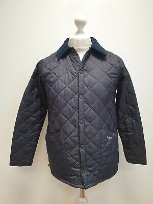 Gg719 Girls Barbour Liddesdale Navy Blue Zipped Quilted Jacket Age 12-13