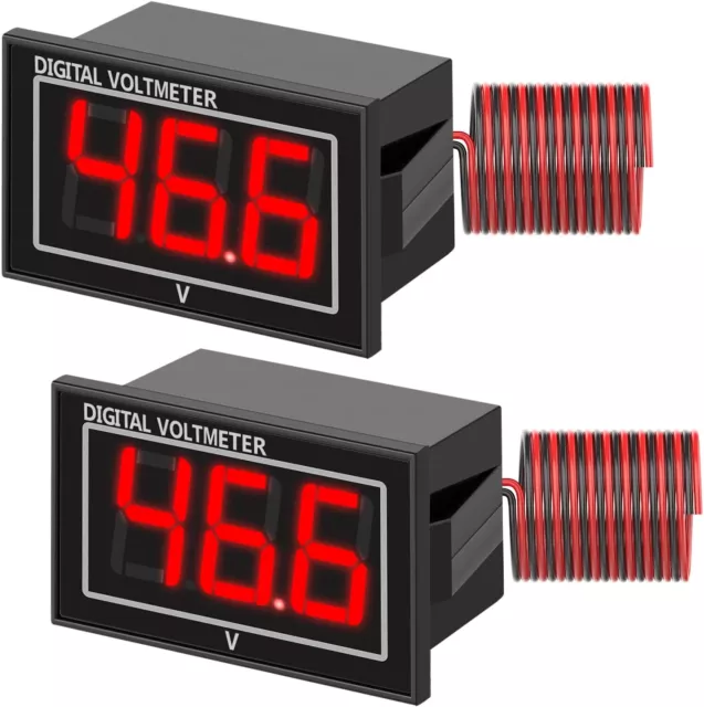 2PCS LED DC Digital Voltage Meter Panel High Precision Waterproof Voltmeter