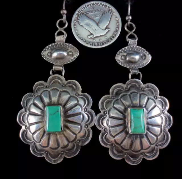 Antique Navajo Earrings - Coin Silver and Turquoise