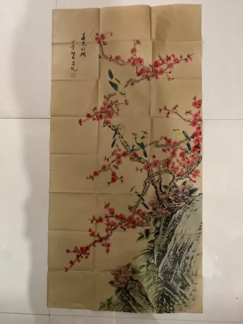 Collectible decor china art Xuan Paper Painting bird on Plum Blossom Branches