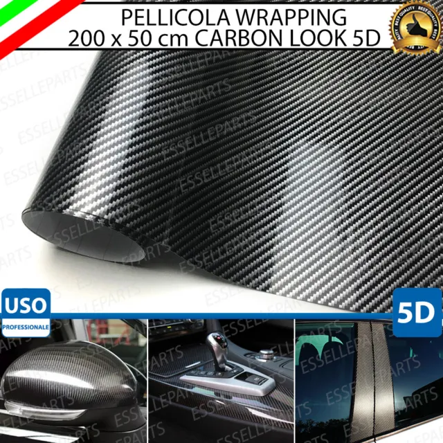 PELLICOLA WRAPPING CARBON Look 5D Nero 200 X 50 Cm Per Volkswagen