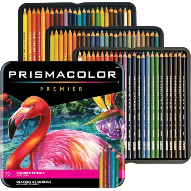 NEW 72x Prismacolor Premier Colour Pencils Tin Set Soft Core Coloured Pencil Art