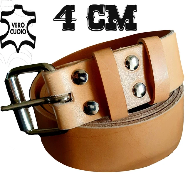 Cintura In Cuoio Artigianale Fatta A Mano - Uomo - Lavoro, Trekking, Sport - Taglia 140 - Foto 3