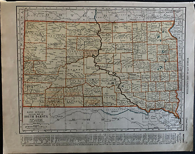 1938 Collier's World Atlas & Gazetteer - 11 x 14 Map of S. Dakota & Texas