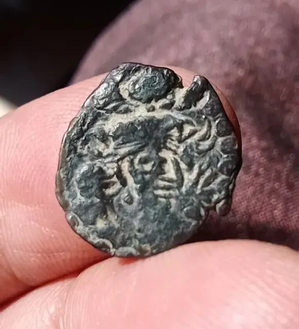 Hunic/ Hephthalites Tribes Kashmir Smast Coins AE Unit Sasanian Bust, 1.13g