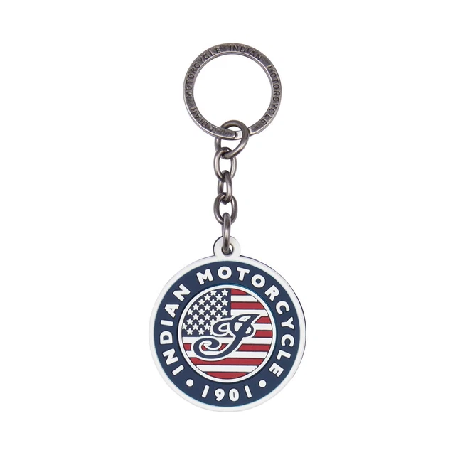 Indian Motorcycle US Flag Logo Rubber Keyring