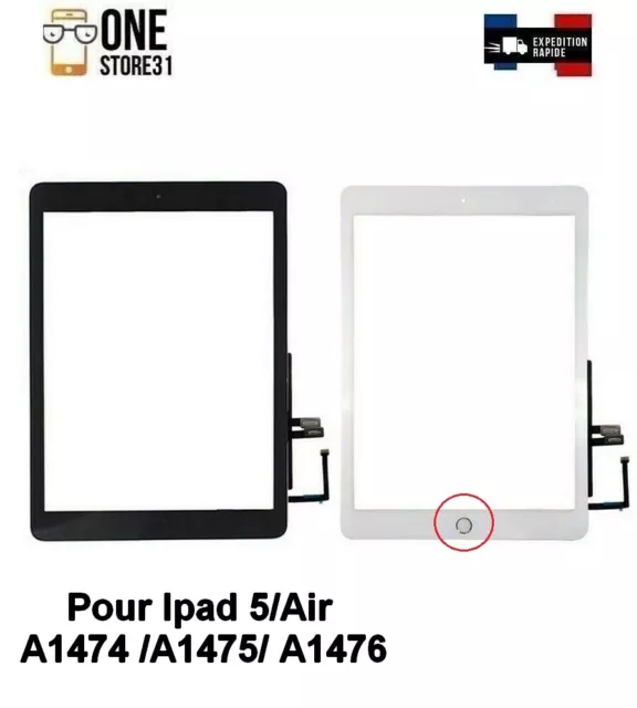 Vitre Tactile Complete pour IPAD Air ipad 5 A1474 /A1475/ A1476 +bouton home+COL