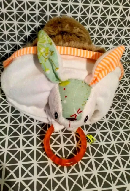 Doudou réversible hochet  César chien lapin Lilliputiens neuf 2