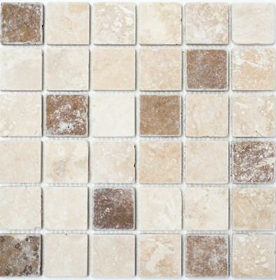 Piedra natural azulejo beige marrón travertino pared baño ducha 43-1216_b |1 alfombra de mosaico