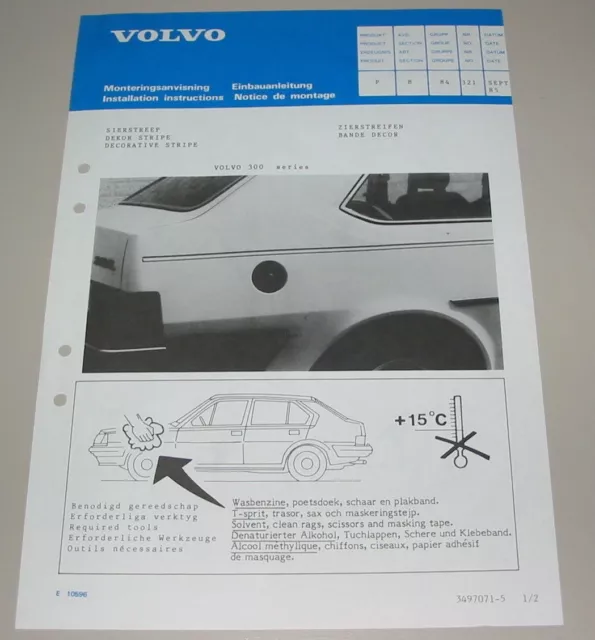 Einbauanleitung Zierstreifen Volvo 340 360 Dekor Stripe Dekorative Bande Decor!