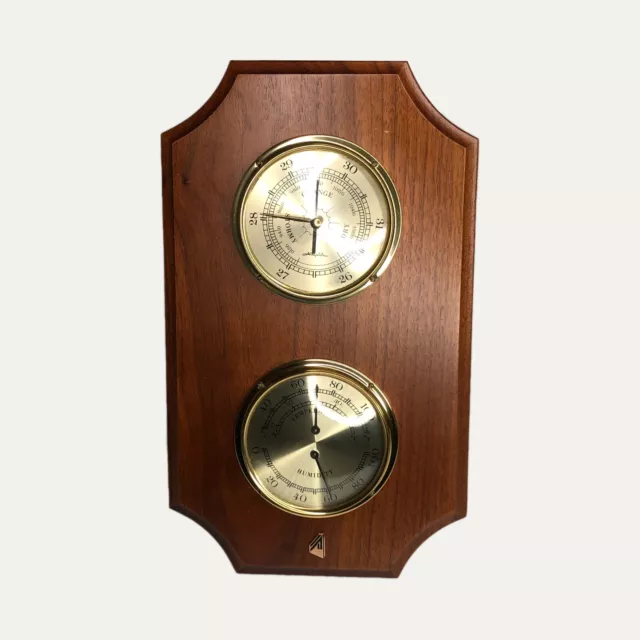 Vintage Airguide Wood Weather Station Thermometer Humidity Barometer