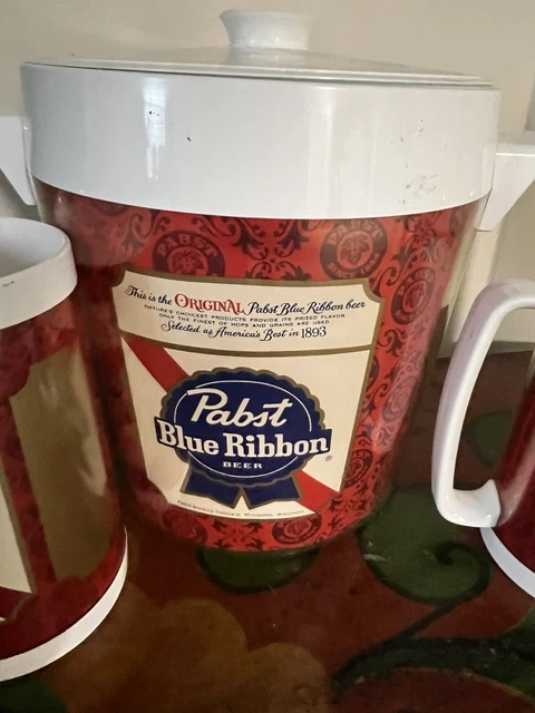 Vintage PBR Ice Bucket with 6 Matching Chalices. Very Cool