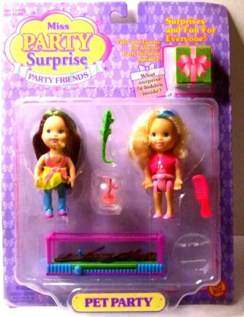Toy Biz Miss Party Surprise Party Friends Pet 2 Party Dolls with Moving Lizard