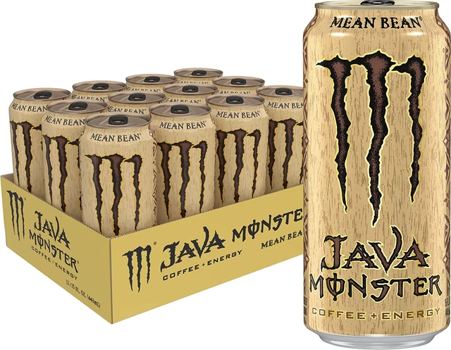 Java Monster Mean Bean, Coffee + Energy Drink, 15 Fl Oz (Pack of 12)