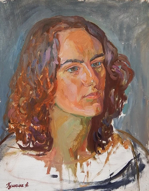 ORIGINAL OIL PAINTING Girl Woman Female Portrait by Ukrainian Artist ...