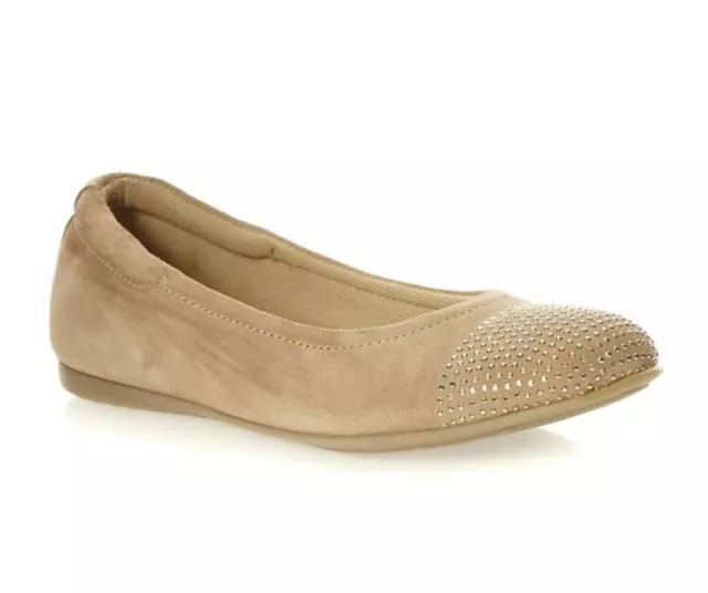 MOD8  Ballerines en cuir velours strass nude P 32