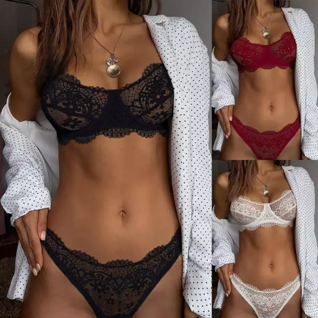 Womens Sexy Lace Push Up Bra Knickers Lingerie Set Underwear Panties  Nightwear