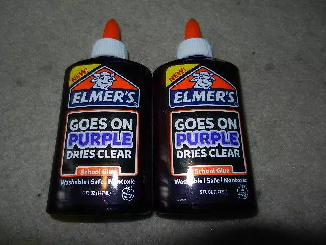 Elmer's School Glue, Goes on Purple Dries Clear