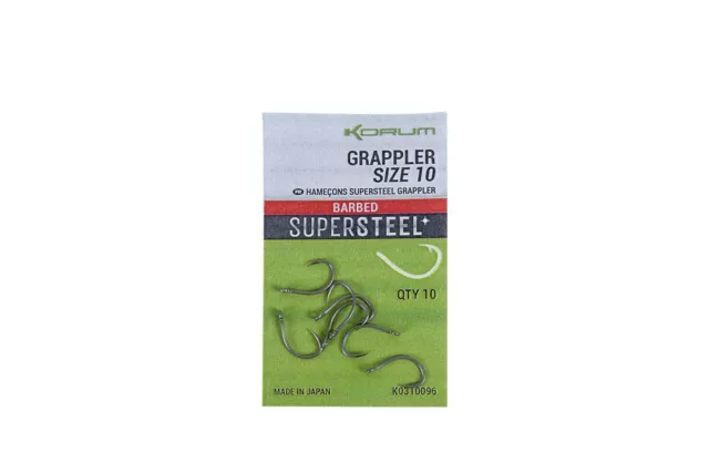 Korum Grappler Hooks *All Sizes* *Barbed and Barbless* NEW Carp Fishing Hooks