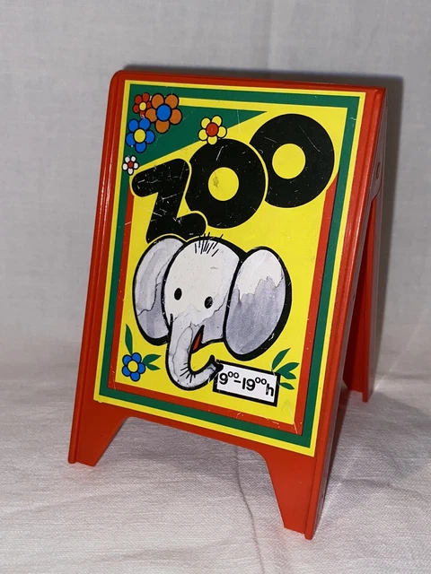 Panneau Signalétique PLAYMOBIL Zoo - Bleu Avec Animaux - Entrée Du Parc - Réf. 4850