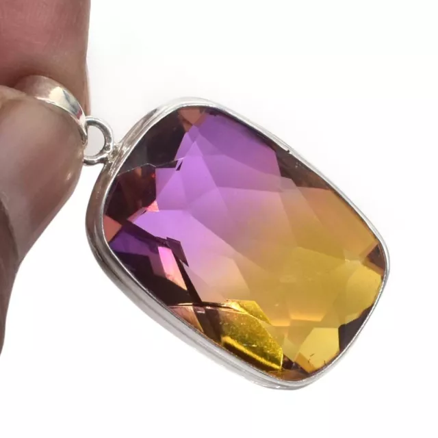 Octagon Ametrine Quartz Pendant 925 Sterling Silver Necklace 1.5'' to 2"