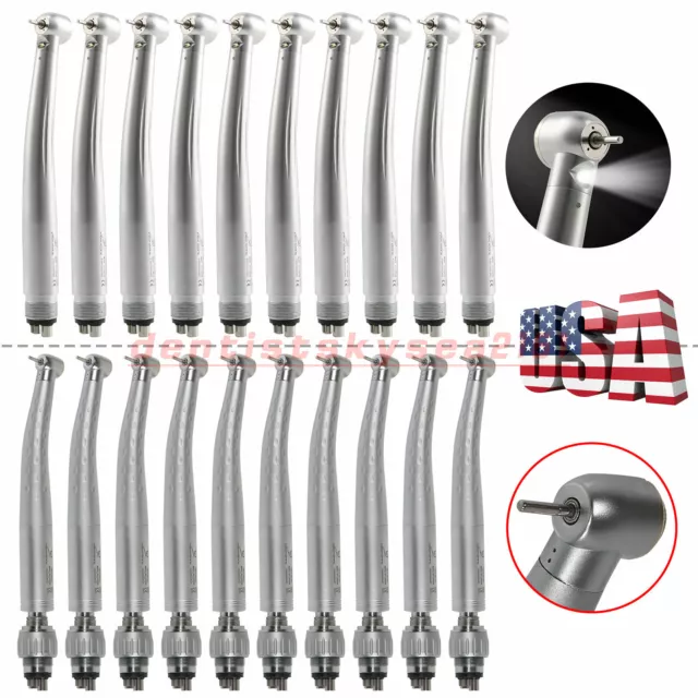 10 Dental 4Holes Fast High Speed / LED E-generator Fiber Optic Handpiece