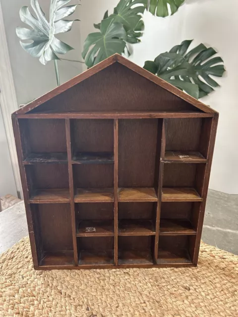 Vintage Wooden House Trinket Shelf Curio Cabinet 12” W 1.75” D 14.5” T