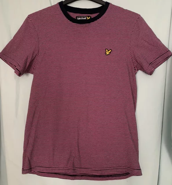 Men's LYLE & SCOTT Pink / Blue Stripe Short Sleeve Crew Neck T-Shirt