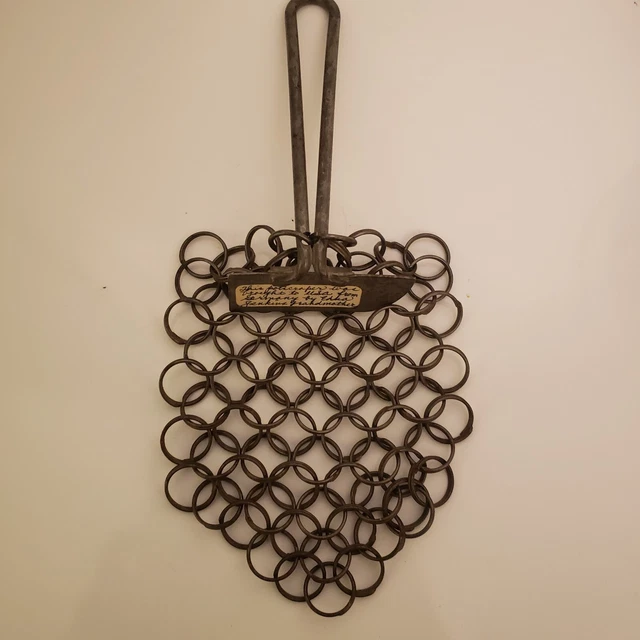 Antique Rustic Chain Mail Cast Iron Pot Scrubber Farmhouse Primitive early 1900s