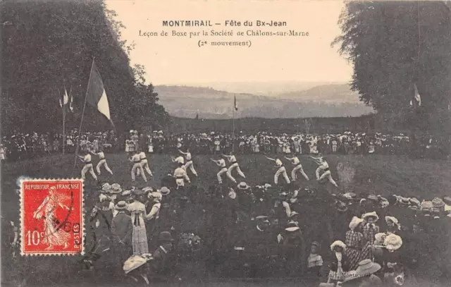 CPA 51 MONTMIRAIL FETE DU Bx JEAN LECON DE BOXE PAR LA SOCIETE DE CHALONS SUR MA