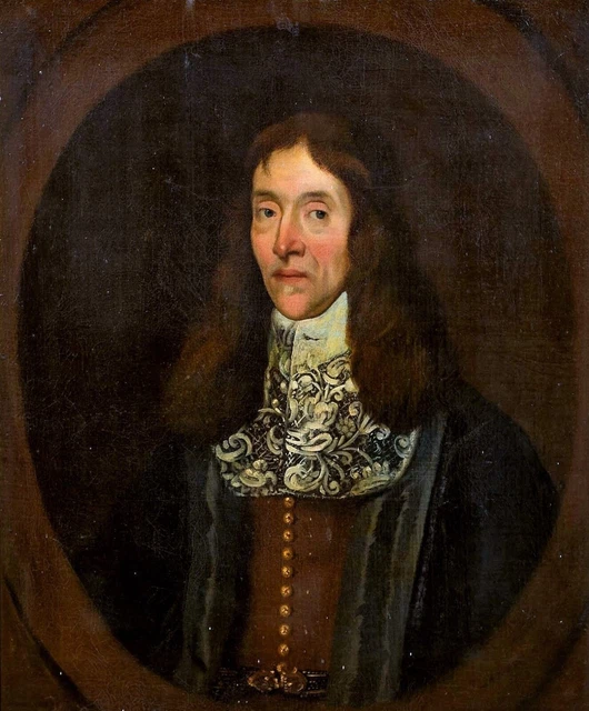 LARGE 17TH CENTURY Portrait Of Royalist Sir Edmund Berry Godfrey (1621