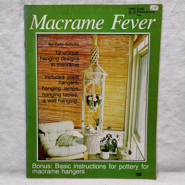 De colección 1977 FIEBRE MACRAME 12 diseños colgadores de plantas libro publicaciones artesanales 7203