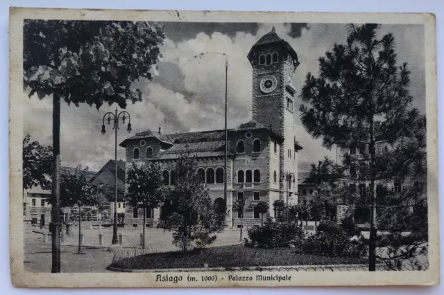 Cartolina Asiago palazzo municipale Vicenza Veneto paesaggistica T1