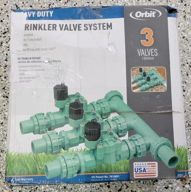 ORBIT HEAVY DUTY 3Valve Manifold Sprinkler Valve System. 57253. NEW