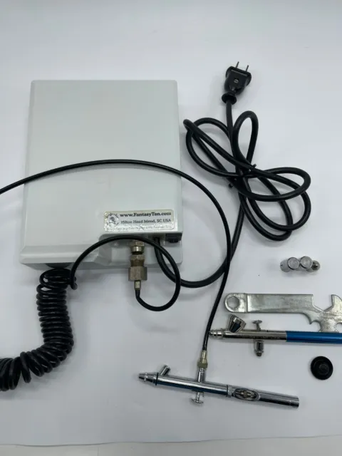 Máquina de maquillaje con aerógrafo Fantasy Tan fuente de alimentación eléctrica con cable 2 bolígrafos probados