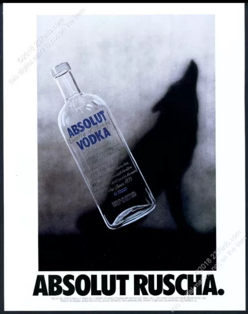 1988 Absolut Ruscha Ed Edward Ruscha vodka bottle art vintage print ad