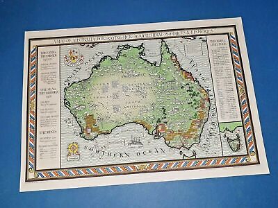 Pieghevole Fuori A3 Repro Mappa Di Australia Agricolo Prodotti & Fisheries 1930