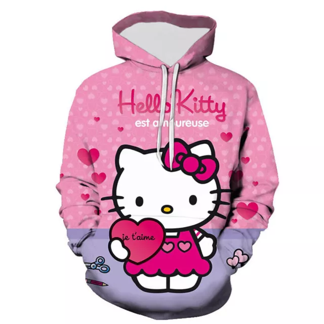 Kinder Mädchen Hello Kitty Hoodie Sweatshirt Pullover Sweatjacke Kapuzen TopAA