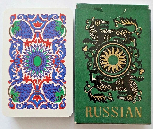 VINTAGE PLAYING CARDS RUSSIA USSR NON-STANDARD 52 + 2J 1970s WITH BOX POSTFREE
