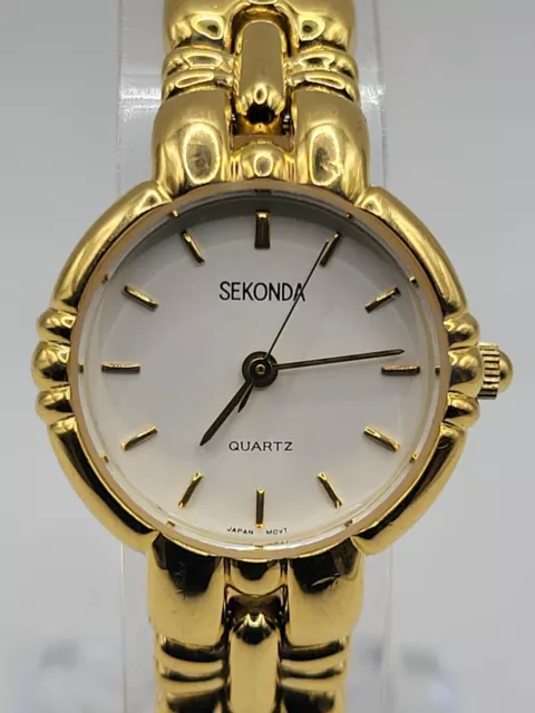 Vintage Sekonda Quartz Gold Tone Wristwatch Untested For Parts / Repair 25.2mm