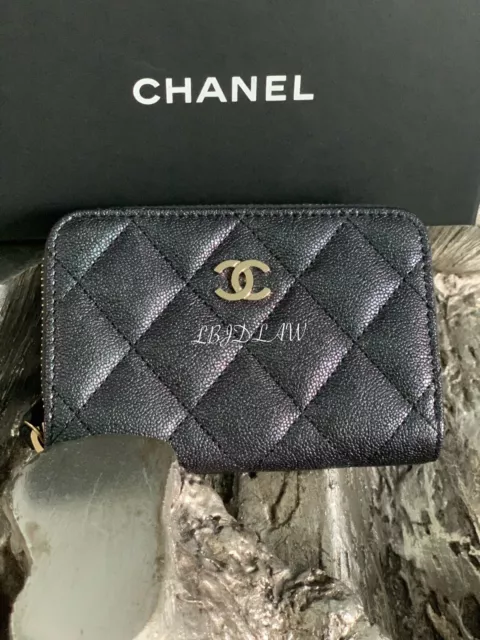NWT 22K Chanel Classic Zipped Card Holder Wallet Caviar Black with Gold  Hardware