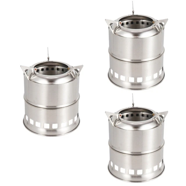Set of 3 Camping Wood Stove Rocket Portable Barbecue Bbq Stoves