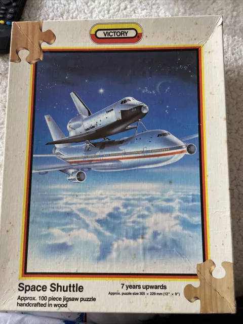 Vintage Victory Wooden Jigsaw Puzzle Space Shuttle 100 Piece Complete
