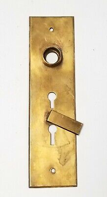 B82 Antique Back Plate 7 3/8" x 2" Door Hardware Double Security Keyhole Brass 2