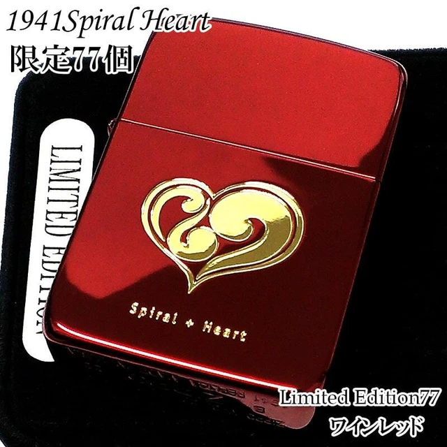 Zippo Oil Lighter Spiral Heart Red Gold Brass 1941 Replica Limited Japan