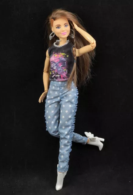 Barbie Extra #9 Made to Move Hybrid Doll Long Brown Hair OOAK Gorgeous