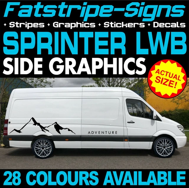 TO FIT MERCEDES SPRINTER LWB GRAPHICS STICKERS STRIPES RACE CAMPER VAN ...