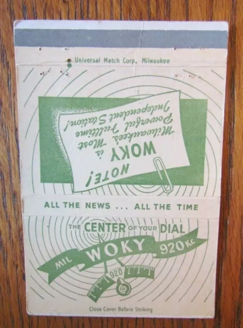 Radio Station Woky 920 Milwaukee Wisconsin Matchbook Matchcover -E14