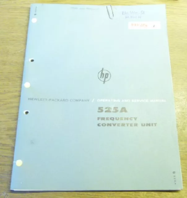 Operating and Service Manual for HP Frequency Converter Unit 525A