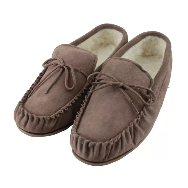 Unisex Hardsole Camel Lambswool Suede Moccasins - Ladies / Mens Slippers